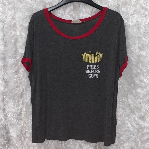 french pastry Tops - “FRIES BEFORE GUYS” graphic tee